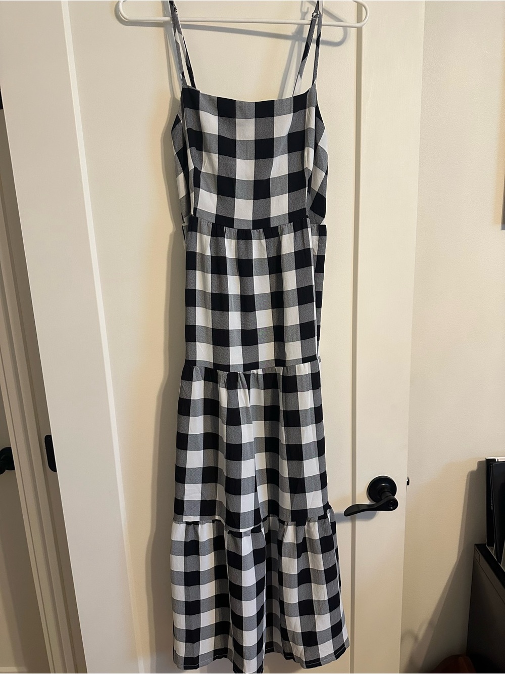Black & White Gingham Tiered Maxi Dress